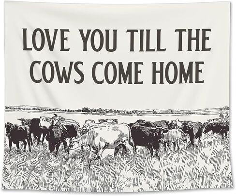 EGBTL Vintage Western Cow Tapestry, Rustic Country Western Wall Tapestry for Bedroom, Love You Till the Cows Come Home Tapestries Wall Hanging Decor for Home Farmhouse Living Room, 50x60 Inches in Saudi Arabia