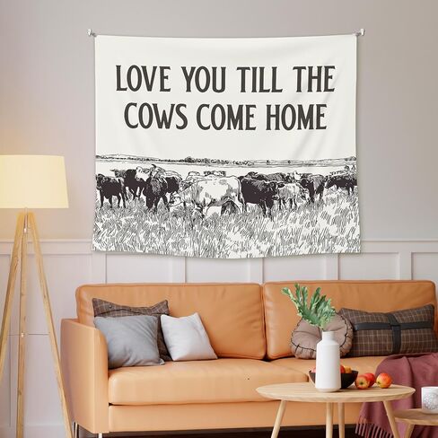 EGBTL Vintage Western Cow Tapestry, Rustic Country Western Wall Tapestry for Bedroom, Love You Till the Cows Come Home Tapestries Wall Hanging Decor for Home Farmhouse Living Room, 50x60 Inches in Saudi Arabia