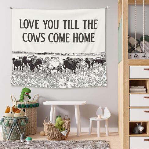 EGBTL Vintage Western Cow Tapestry, Rustic Country Western Wall Tapestry for Bedroom, Love You Till the Cows Come Home Tapestries Wall Hanging Decor for Home Farmhouse Living Room, 50x60 Inches in Saudi Arabia