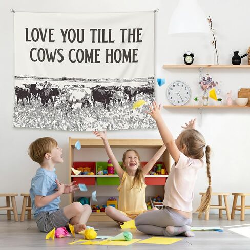EGBTL Vintage Western Cow Tapestry, Rustic Country Western Wall Tapestry for Bedroom, Love You Till the Cows Come Home Tapestries Wall Hanging Decor for Home Farmhouse Living Room, 50x60 Inches in Saudi Arabia