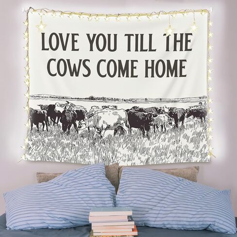 EGBTL Vintage Western Cow Tapestry, Rustic Country Western Wall Tapestry for Bedroom, Love You Till the Cows Come Home Tapestries Wall Hanging Decor for Home Farmhouse Living Room, 50x60 Inches in Saudi Arabia