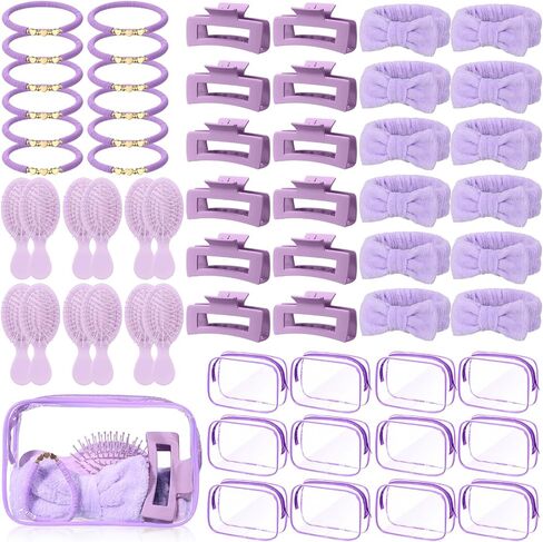 Suncalla 60 Pcs Spa Sleepover Party Supplies for Girls Weekend Gifts Sets Makeup Bags Friendship Bracelets Spa Headband Hair Clips Comb for Preppy Woman Sleepover Bachelorette Party(Colorful) in Kuwait