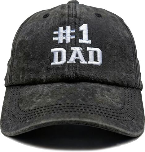 Daddy Hat - #1 Dad Hat Baseball Caps Adjustable Denim Outdoor Snapback for Husband Papa Black in Kuwait