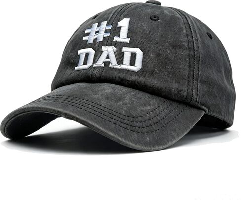 Daddy Hat - #1 Dad Hat Baseball Caps Adjustable Denim Outdoor Snapback for Husband Papa Black in Kuwait