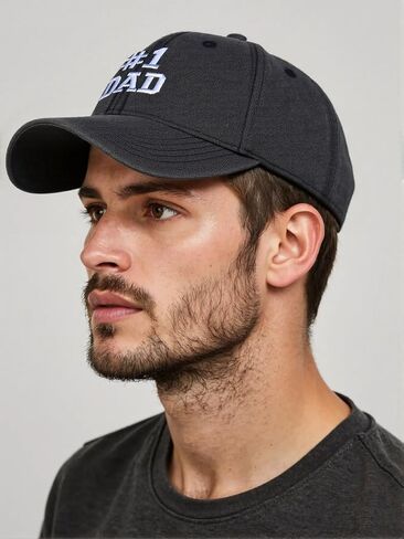 Daddy Hat - #1 Dad Hat Baseball Caps Adjustable Denim Outdoor Snapback for Husband Papa Black in Kuwait