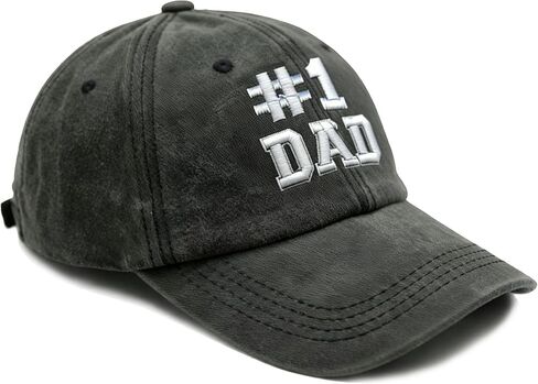 Daddy Hat - #1 Dad Hat Baseball Caps Adjustable Denim Outdoor Snapback for Husband Papa Black in Kuwait