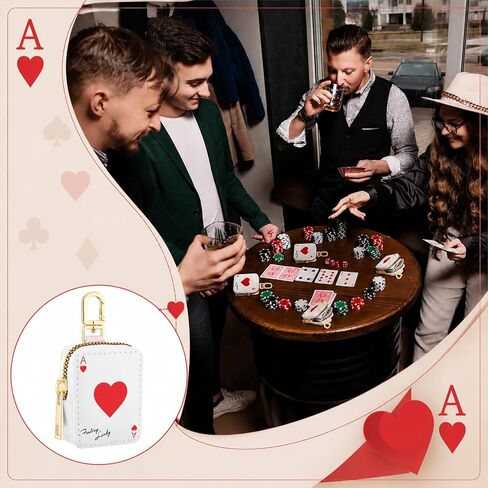 Kenning Playing Card Keychain Pouch for Women Ace of Hearts Key Holder with Gold Keyring Clip Lucky Card Small PU Leather Wallet for Keys Coins Lipstick Bag Charm Accessories in Kuwait