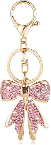 Pink Keychain Accessories Bow Keychain For Women, Plated Rhinestone Bowknot Keychains Cute Pink Car Key Chain Aesthetic Accessories For Key Purse Bags Handbags Backpack in Saudi Arabia