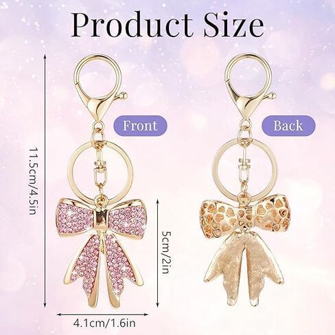 Pink Keychain Accessories Bow Keychain For Women, Plated Rhinestone Bowknot Keychains Cute Pink Car Key Chain Aesthetic Accessories For Key Purse Bags Handbags Backpack in Saudi Arabia