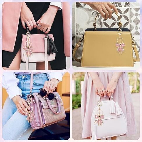 Pink Keychain Accessories Bow Keychain For Women, Plated Rhinestone Bowknot Keychains Cute Pink Car Key Chain Aesthetic Accessories For Key Purse Bags Handbags Backpack in Saudi Arabia
