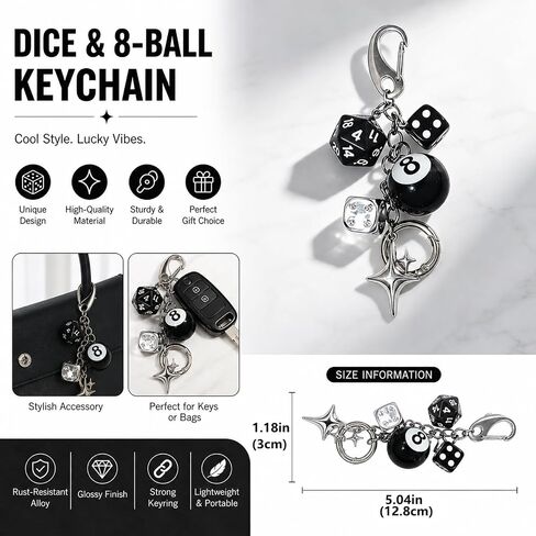 8 Ball Keychain, Bag Charms for Handbags, Key Chains Women Cute for Phone Charm, Purse Charms,Car Keychain in Kuwait