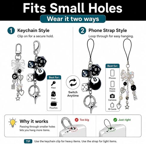 8 Ball Keychain, Bag Charms for Handbags, Key Chains Women Cute for Phone Charm, Purse Charms,Car Keychain in Kuwait