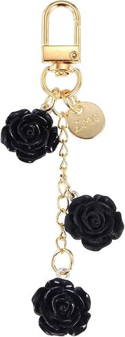 MECCANIXITY Flower Charm Keychain, Cute Resin Rose Pendant Keychains Tassel Chain Keyring with Jewelry Box for Women in Kuwait