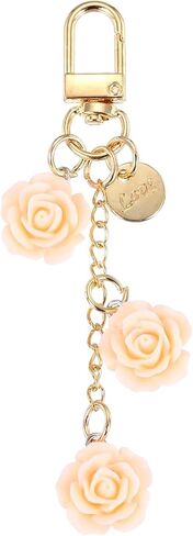 MECCANIXITY Flower Charm Keychain, Cute Resin Rose Pendant Keychains Tassel Chain Keyring with Jewelry Box for Women in Kuwait