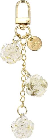 MECCANIXITY Flower Charm Keychain, Cute Resin Rose Pendant Keychains Tassel Chain Keyring with Jewelry Box for Women in Kuwait