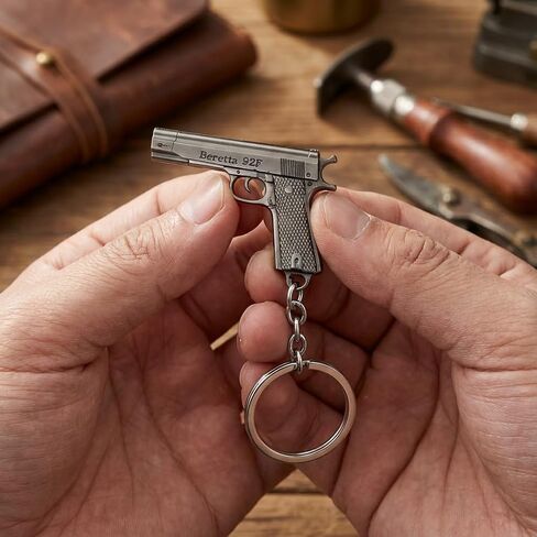 92F Keychain – Tactical Keychains for Men with M9 Pistol Model and Antique Finish, Cool Metal Key Chains Gifts for Gun & Military Lovers in Kuwait