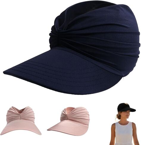 Women's UPF 50+ UV Protection Sun Visor Hat, Beach Wide Brim Fashion Hat UV Protection Quick Dry Packable Summer Cap in Saudi Arabia
