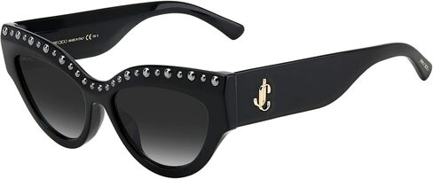 Jimmy Choo Black Acetate Women's Sunglasses, Cat Eye Glasses, 55mm Lens, 145mm Arm, 17mm Bridge, Stylish Sunglasses Womens for Trendy Fashion Look, Non-Polarized, Elegant Black Frame in Saudi Arabia
