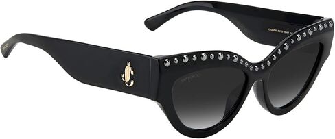 Jimmy Choo Black Acetate Women's Sunglasses, Cat Eye Glasses, 55mm Lens, 145mm Arm, 17mm Bridge, Stylish Sunglasses Womens for Trendy Fashion Look, Non-Polarized, Elegant Black Frame in Saudi Arabia