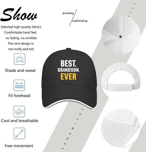 Best Grandson Ever Hat Cotton Washed 1 Baseball Caps Adjustable Hat Custom Gifts for Daughter in Kuwait