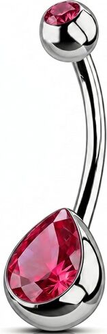 CRMAD S925 Sterling Silver Birthstone Belly Button Rings Piercing Jewelry for Women Hypoallergenic in Kuwait