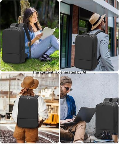 Business Backpack for Men 15.6 inch Expandable Slim Laptop Backpack With USB Charger Port Waterproof Anti-Theft Professional Work Computer Bag Hard Shell Backpack-Black in Kuwait