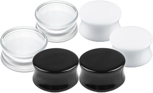 6Pcs Acrylic Gauges for Ear 0G-28mm Clear Black White Ear Plugs Double Flare Tunnels Ear Expander Body Piercing Jewelry for Women Men in Kuwait
