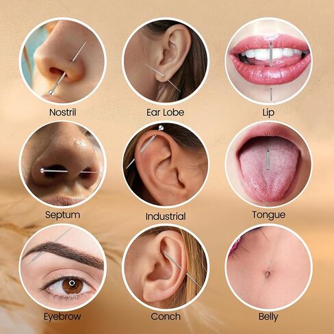 GraceWhisper Piercing Taper Ball Grabber Tool Kit-14G 16G 18G 20G Stainless Steel Body Piercing Insertion Tool for Changing Flat Back Earrings Nose Lip Navel Jewelry Set Threadless&Threaded Included in Saudi Arabia