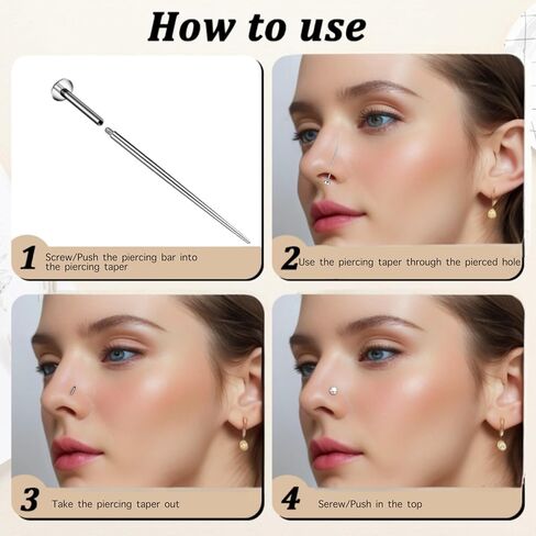 GraceWhisper Piercing Taper Ball Grabber Tool Kit-14G 16G 18G 20G Stainless Steel Body Piercing Insertion Tool for Changing Flat Back Earrings Nose Lip Navel Jewelry Set Threadless&Threaded Included in Saudi Arabia