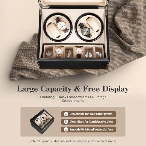 4+6 Watch Winder Case Automatic Rotation Watch Storage Display Box Gifts in Saudi Arabia