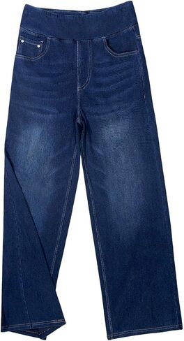 Capri Jeans for Women Elastic Waist Denim Pants Casual Summer High Waist Pull On Cropped Stretch Jean with Pockets in Kuwait