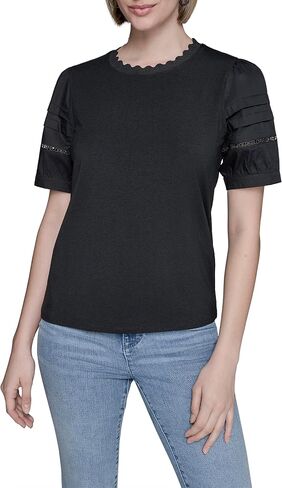 Karl Lagerfeld Women's Pull on Fun Sleeves Fun Collar Blouse in Kuwait