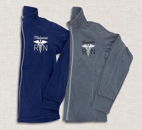 سترة صوف RN مخصصة من NACRE APPAREL للنساء سترة ممرضة خفيفة الوزن ومطرزة بسحاب كامل in Kuwait