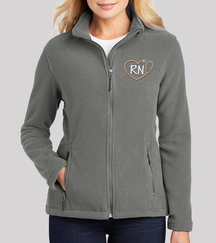 NACRE APPAREL Custom Embroidered Midweight Fleece Jacket FOR Men & Women Heart Stethescope Registered Nurse Jacket in Saudi Arabia