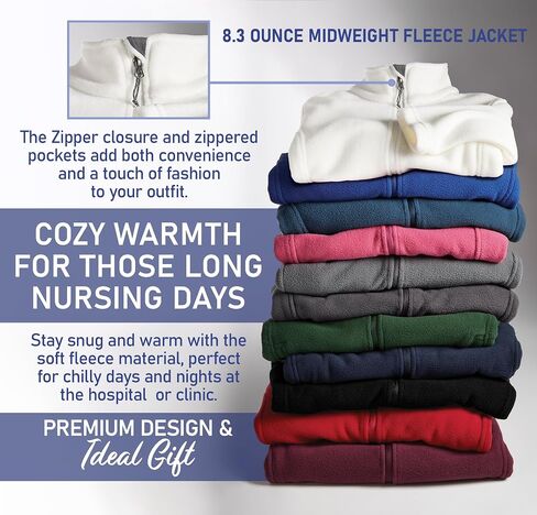 NACRE APPAREL Custom Embroidered Midweight Fleece Jacket FOR Men & Women Heart Stethescope Registered Nurse Jacket in Saudi Arabia
