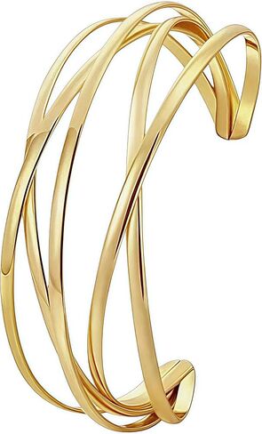 Bohemian Multi-Layer Twisted Wire Cuff Bracelet – Punk Wide Gold Bangle, Gift-Ready for Her in Saudi Arabia