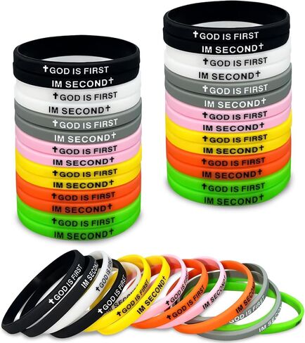 GOD IS FIRST, I'M SECOND Silicone Wristbands, Inspirational Bible Verses Bracelet Religious Faith Motivational Bracelet Unisex Scripture Cross Bracelets, Faith Motivational wristbands. in Saudi Arabia