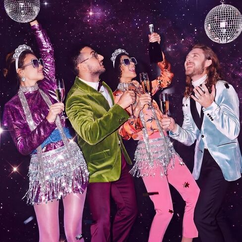 Twistover 5 Pcs 70s Women Disco Accessories Costume Disco Sequined Skirt Headband Sequin Scarf Sunglasses Earrings Earrings in Saudi Arabia
