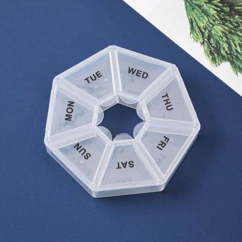 Weekly Pill Organizer Travel Pill Box Dispenser 7 Day Medicine Case Large Compartment for Vitamins, Fish Oil, & Medication (White) in Kuwait