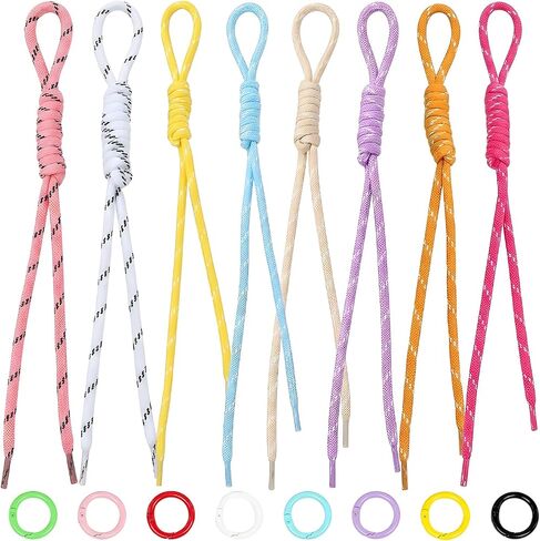 16Pcs Paracord Keychain, 8 Color Roman Knot Braided Rope Keychain with 0.94 in Spring Clasp Durable Bag Charm for Backpacks Handbags and Purse Accessories in Saudi Arabia