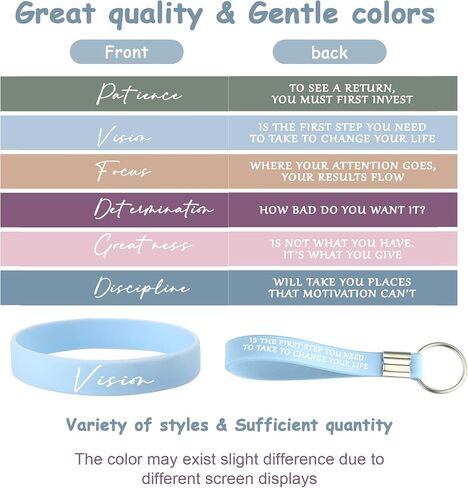 Sureio 24 Pcs Inspirational Keychains Gifts Bulk Motivational Quote Silicone Wristbands Key Rings Christmas Employee Appreciation Gifts for Coworker Teacher Staff(Fresh Color) in Kuwait