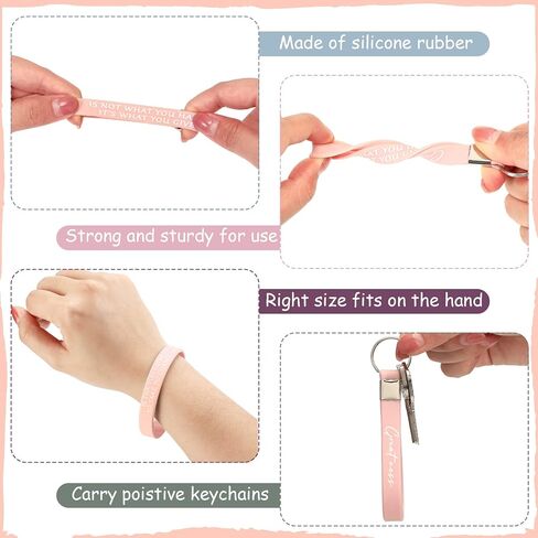 Sureio 24 Pcs Inspirational Keychains Gifts Bulk Motivational Quote Silicone Wristbands Key Rings Christmas Employee Appreciation Gifts for Coworker Teacher Staff(Fresh Color) in Kuwait
