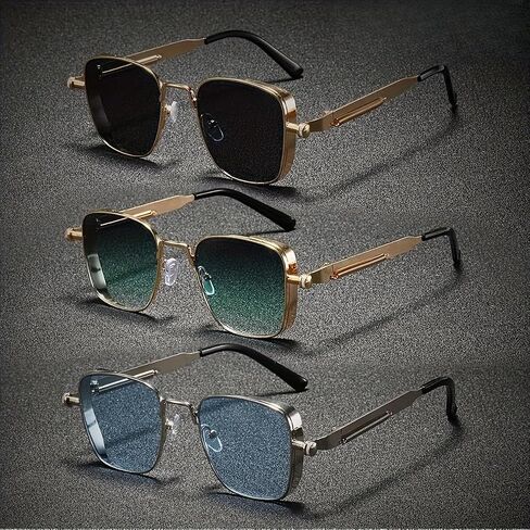 3-Pair Men's Metal Square Small Exquisite High-End Light Luxury Elegant Retro Classic Fashion Sunglasses in Kuwait