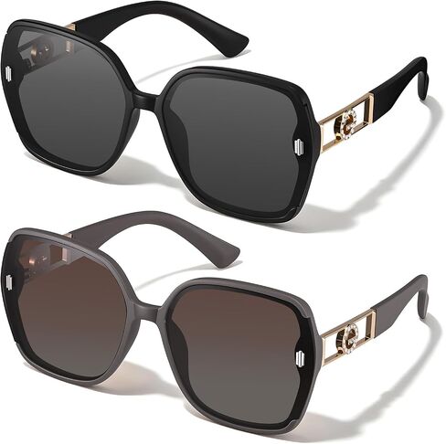 JATEBI Retro Oversized 70s Sunglasses 2-Pack 2026 Trendy Square Vintage Big Frame Sun Glasses Large Wide Designer Fashion Accessories in Kuwait