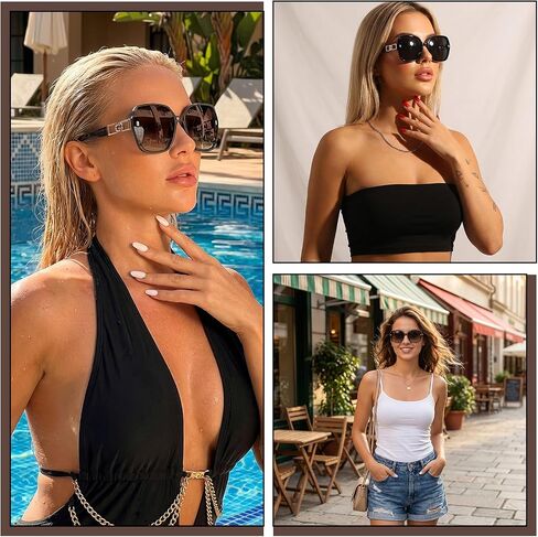 JATEBI Retro Oversized 70s Sunglasses 2-Pack 2026 Trendy Square Vintage Big Frame Sun Glasses Large Wide Designer Fashion Accessories in Kuwait