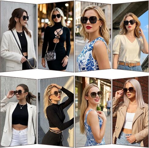 JATEBI Retro Oversized 70s Sunglasses 2-Pack 2026 Trendy Square Vintage Big Frame Sun Glasses Large Wide Designer Fashion Accessories in Kuwait