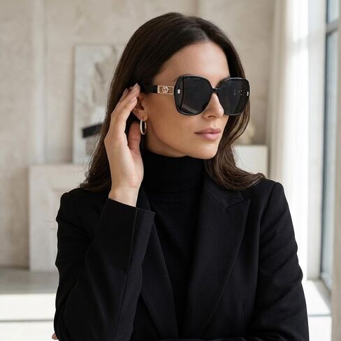 JATEBI Retro Oversized 70s Sunglasses 2-Pack 2026 Trendy Square Vintage Big Frame Sun Glasses Large Wide Designer Fashion Accessories in Kuwait