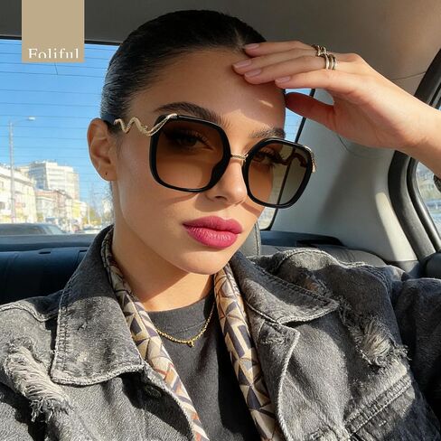 Polarized Sunglasses for Women Oversized Square Womens Sunglasses Vintage Style Sun Glasses UV Protection in Saudi Arabia