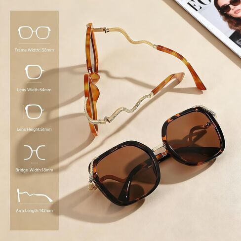 Polarized Sunglasses for Women Oversized Square Womens Sunglasses Vintage Style Sun Glasses UV Protection in Saudi Arabia