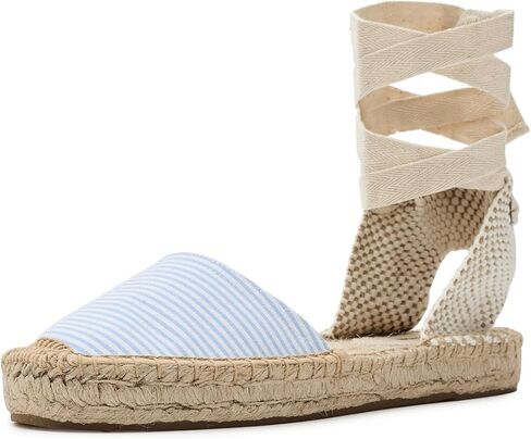Soludos Women's Seersucker Lauren Lace-Up Espadrille in Saudi Arabia